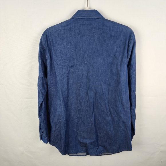 Lafayette 148 New York Chambray Snap Button Down Shirt SIZE Small - Picture 2 of 6